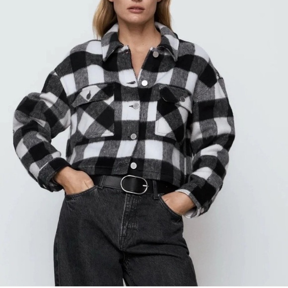 Zara white and black plaid jacket - Picture 1 of 8
